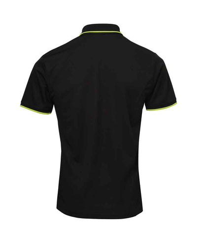 Premier Premier Contrast Coolchecker® Piqué Polo Shirt Black/Lime Green