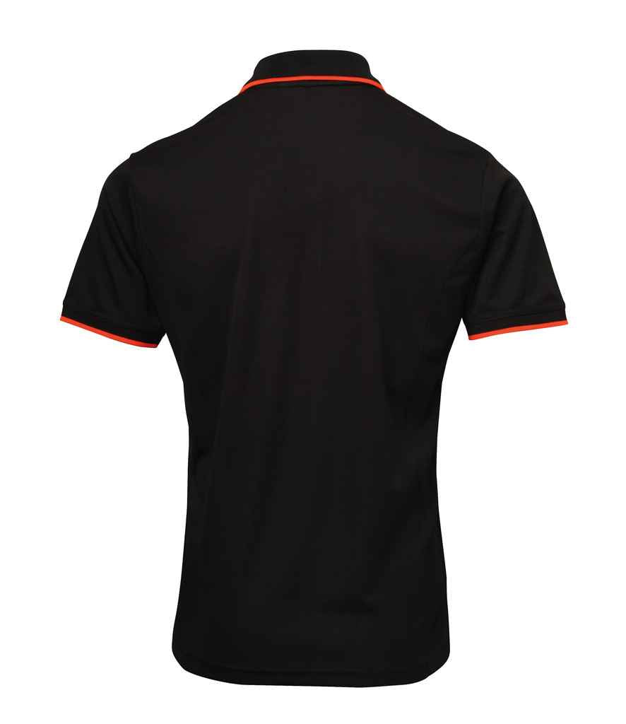 Premier Premier Contrast Coolchecker® Piqué Polo Shirt Black/Orange