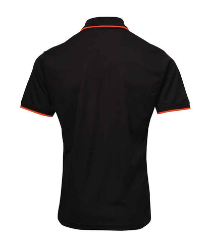 Premier Premier Contrast Coolchecker® Piqué Polo Shirt Black/Orange