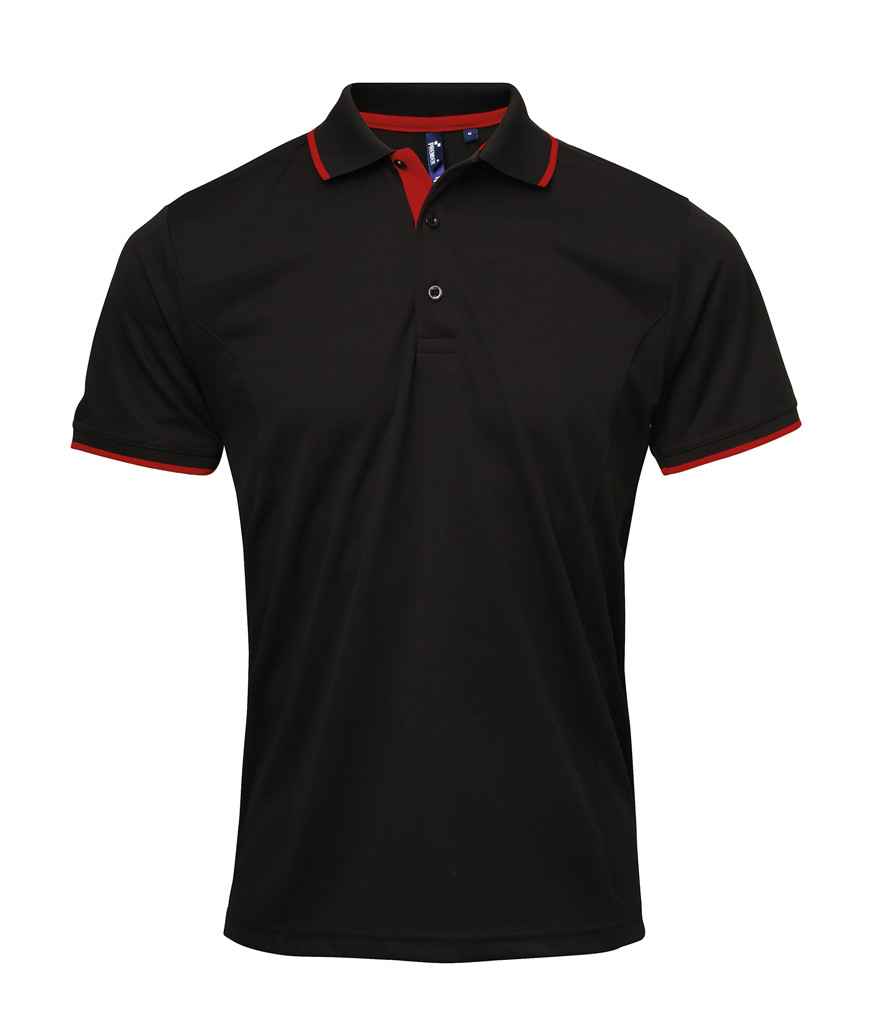 Premier Premier Contrast Coolchecker® Piqué Polo Shirt Black/Red