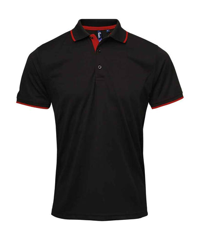 Premier Premier Contrast Coolchecker® Piqué Polo Shirt Black/Red