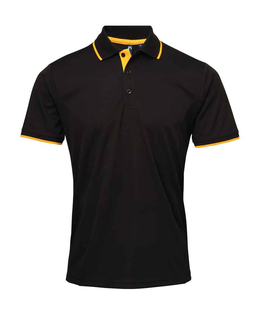 Premier Premier Contrast Coolchecker® Piqué Polo Shirt Black/Sunflower