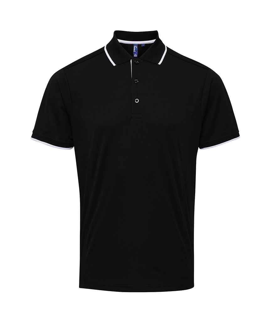 Premier Premier Contrast Coolchecker® Piqué Polo Shirt Black/White