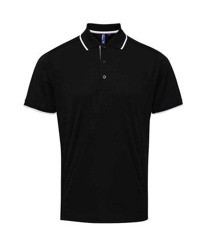 Premier Premier Contrast Coolchecker® Piqué Polo Shirt Black/White