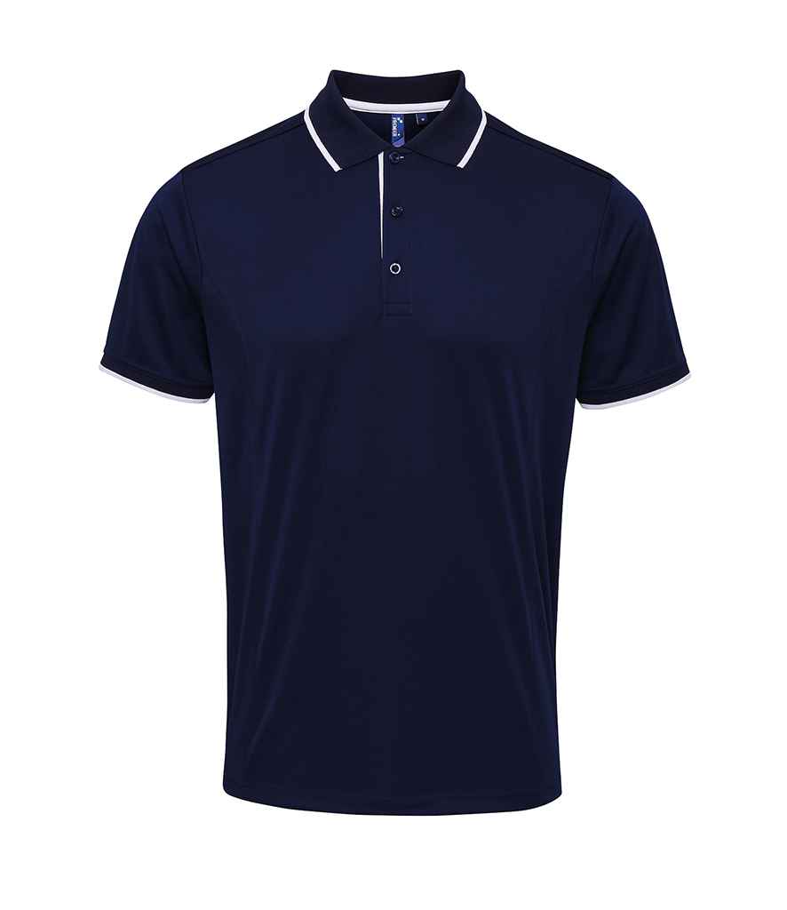 Premier Premier Contrast Coolchecker® Piqué Polo Shirt Navy/White