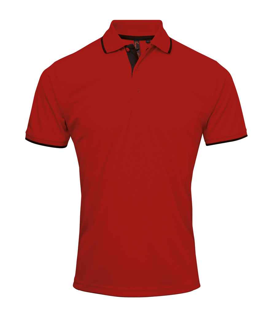 Premier Premier Contrast Coolchecker® Piqué Polo Shirt Red/Black