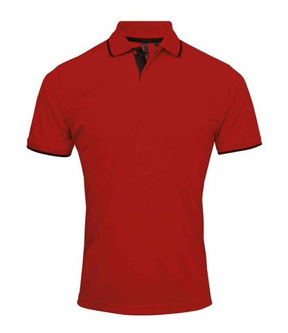Premier Premier Contrast Coolchecker® Piqué Polo Shirt Red/Black
