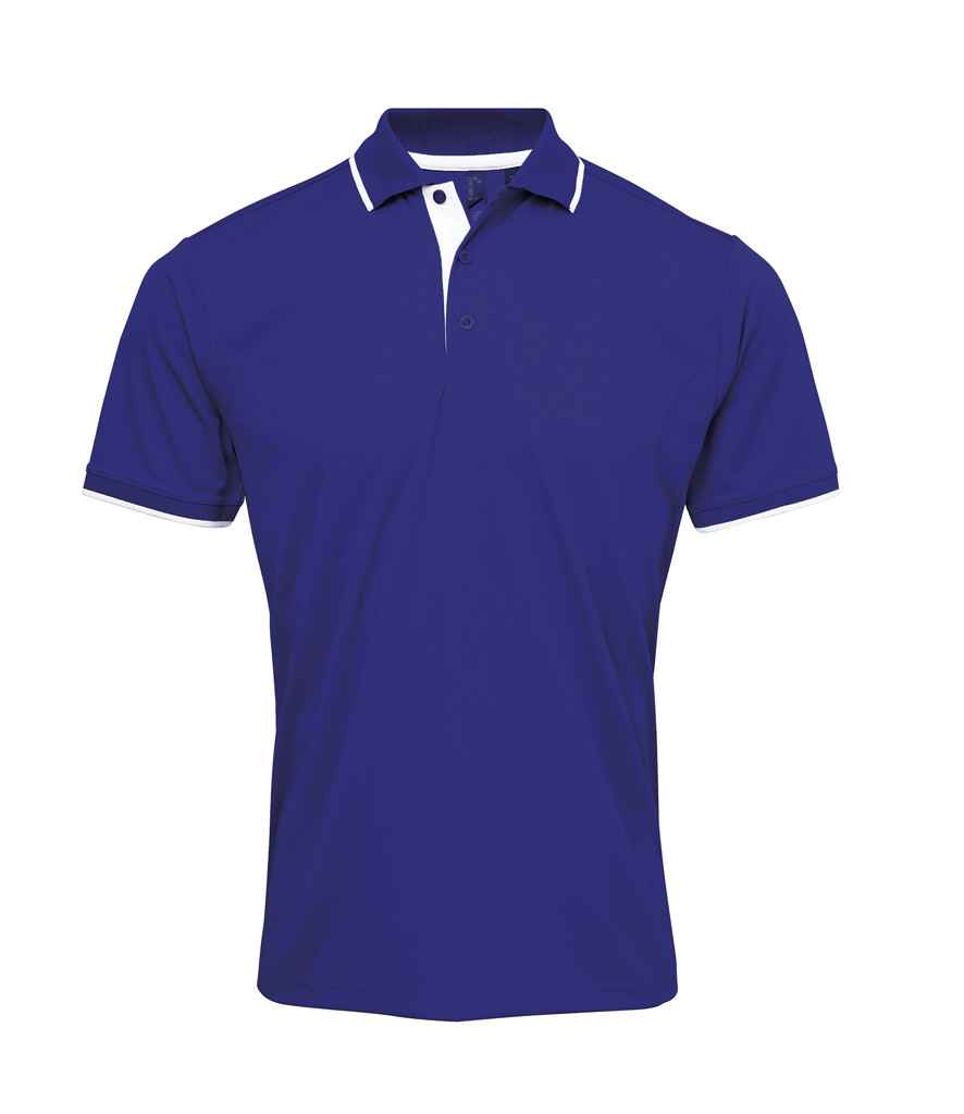 Premier Premier Contrast Coolchecker® Piqué Polo Shirt Royal Blue/White