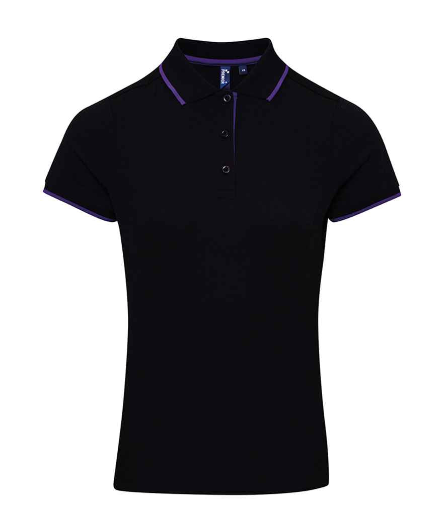 Premier Premier Ladies Contrast Coolchecker® Piqué Polo Shirt Black/Purple