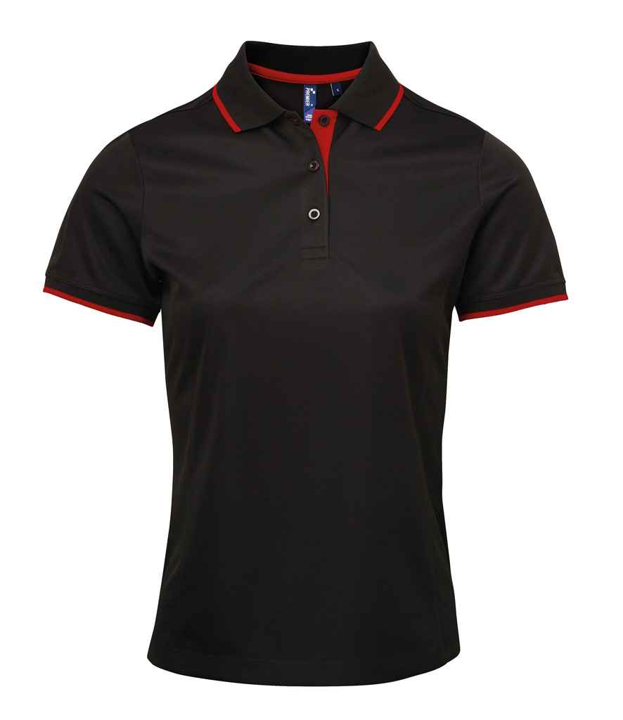 Premier Premier Ladies Contrast Coolchecker® Piqué Polo Shirt Black/Red