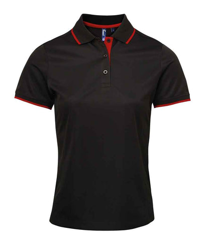 Premier Premier Ladies Contrast Coolchecker® Piqué Polo Shirt Black/Red