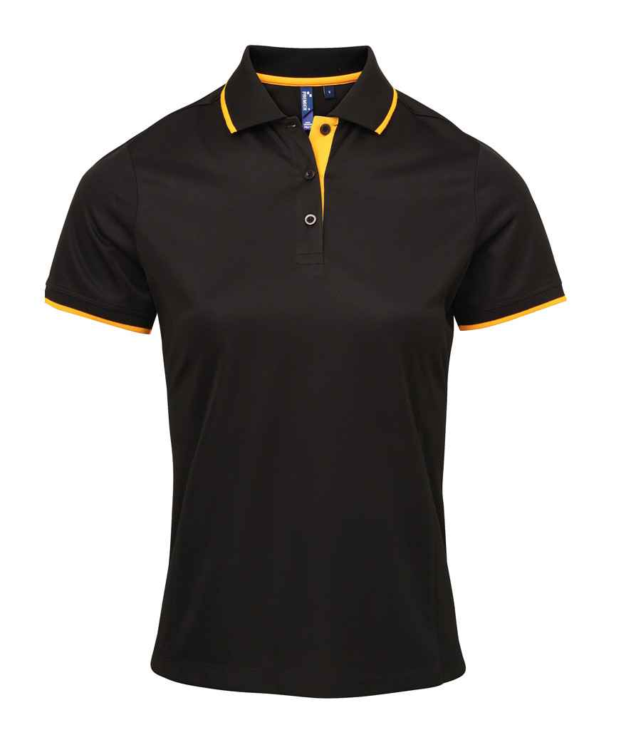 Premier Premier Ladies Contrast Coolchecker® Piqué Polo Shirt Black/Sunflower