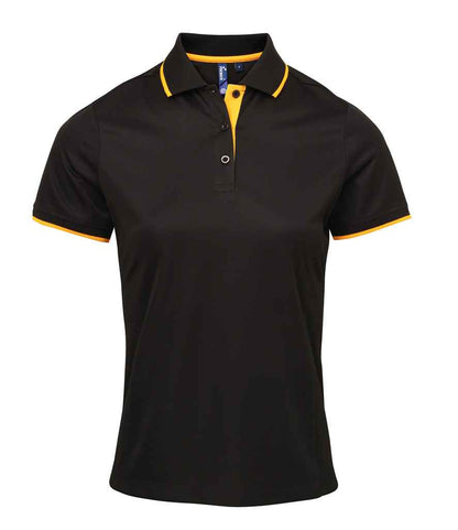 Premier Premier Ladies Contrast Coolchecker® Piqué Polo Shirt Black/Sunflower