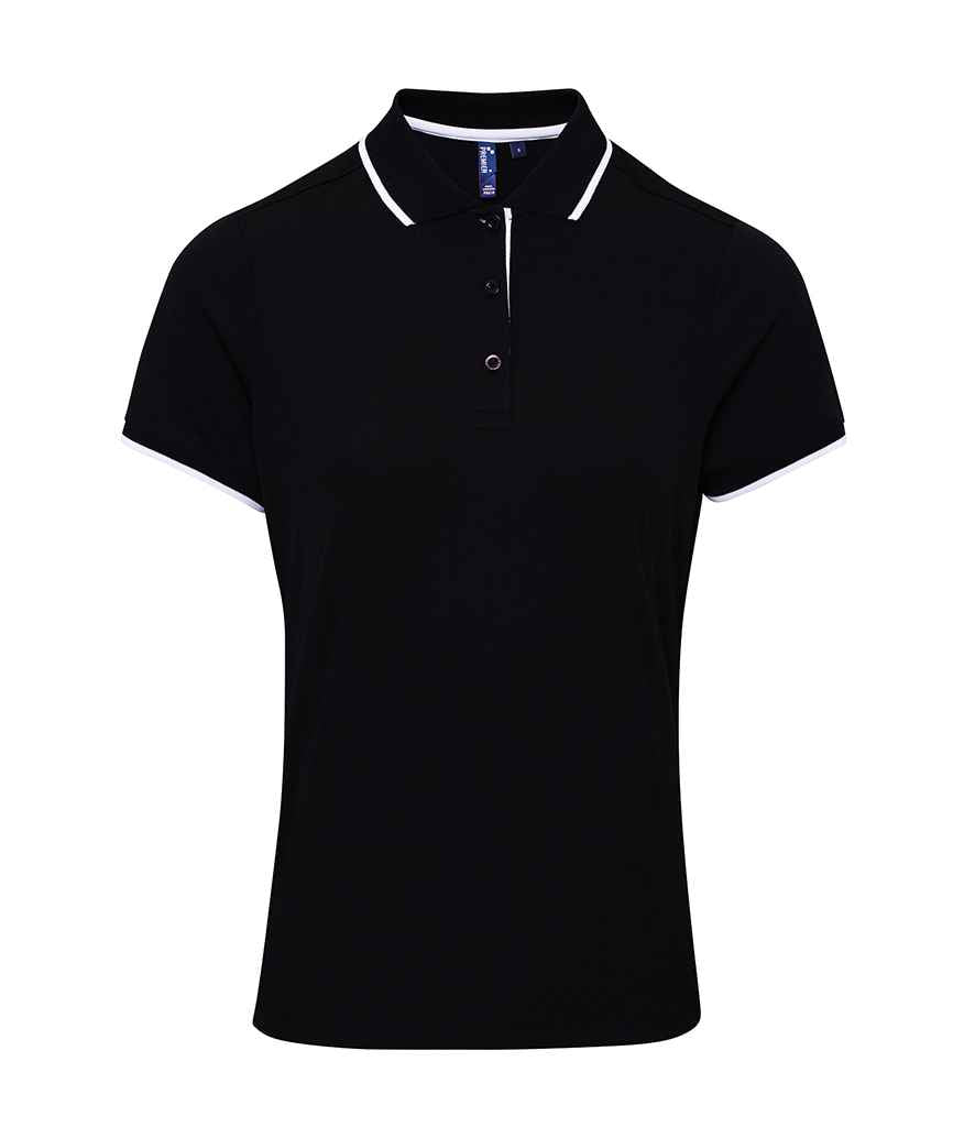 Premier Premier Ladies Contrast Coolchecker® Piqué Polo Shirt Black/White