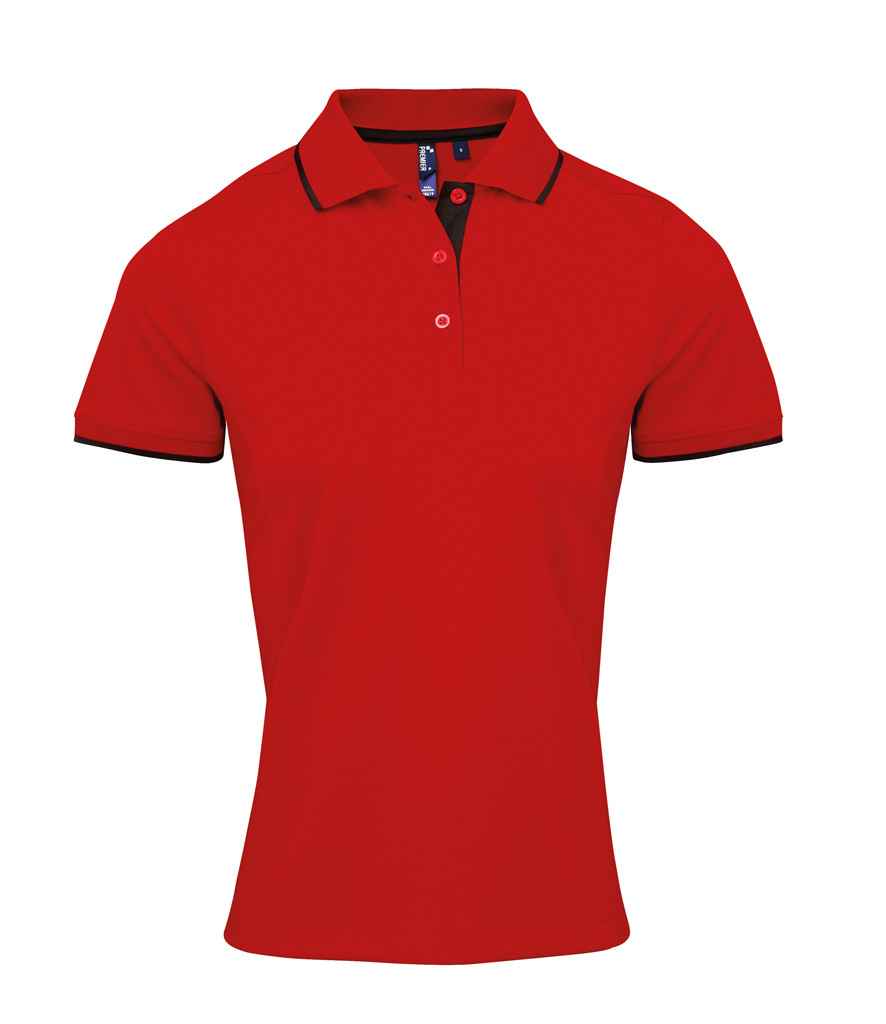 Premier Premier Ladies Contrast Coolchecker® Piqué Polo Shirt Red/Black