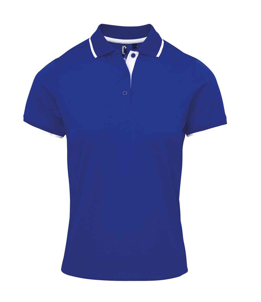 Premier Premier Ladies Contrast Coolchecker® Piqué Polo Shirt Royal Blue/White
