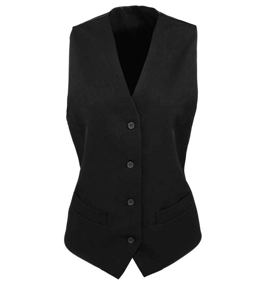 Premier Ladies Lined Waistcoat in Black