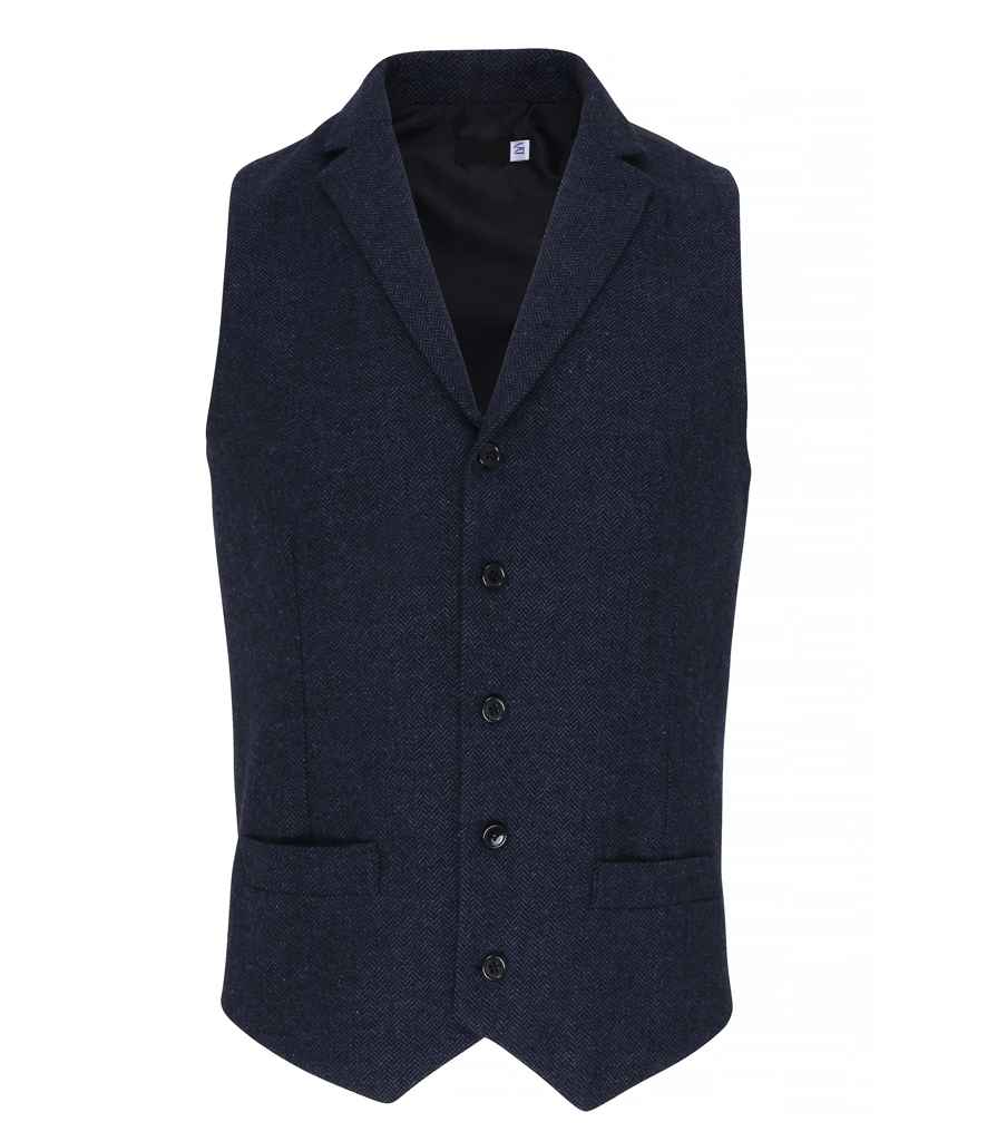 Premier Herringbone Waistcoat in Navy