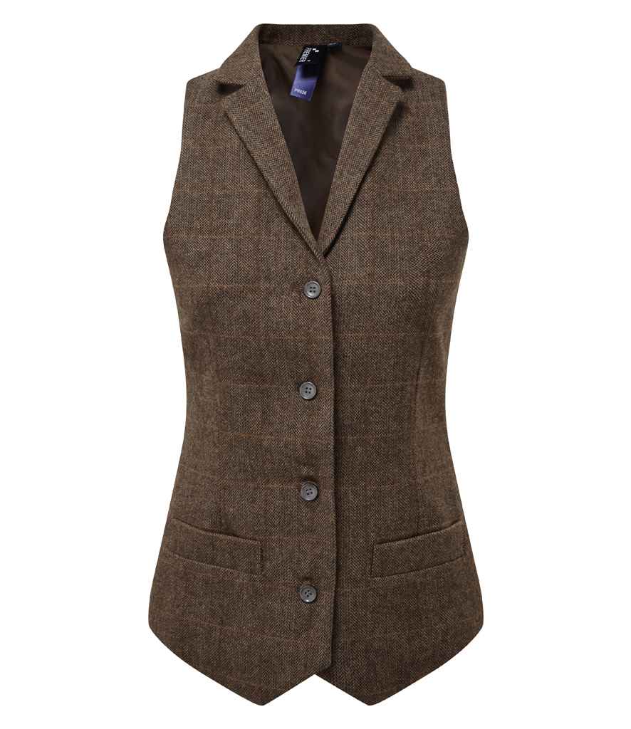 Premier Ladies Herringbone Waistcoat in Brown