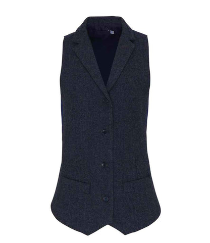 Premier Ladies Herringbone Waistcoat in Navy