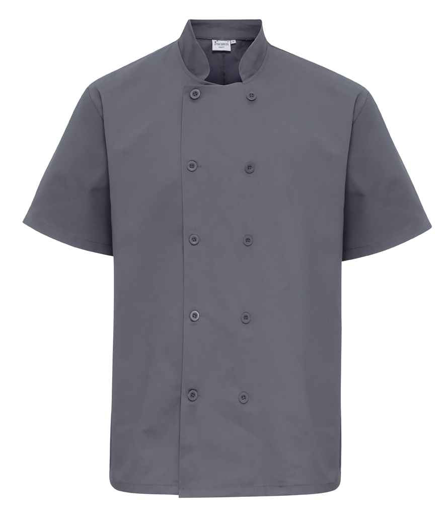 Premier Short Sleeve Chef's Jacket in Steel