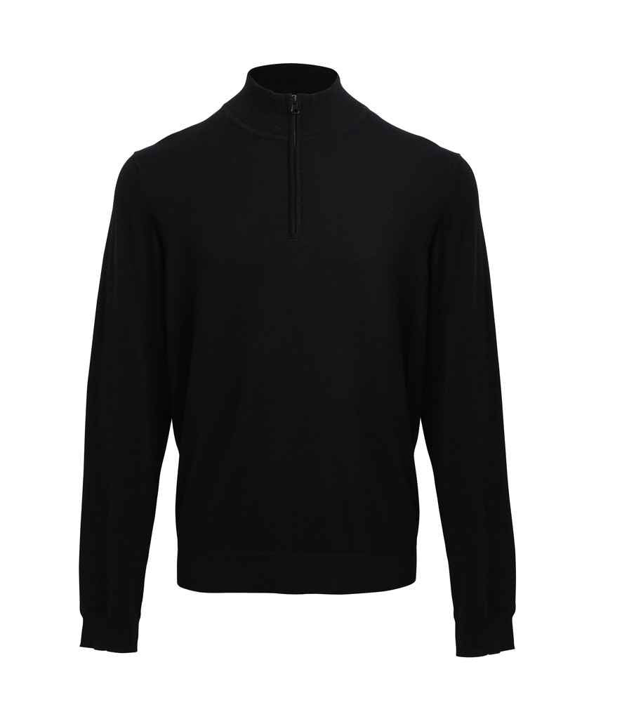 Premier Zip Neck Sweater in Black