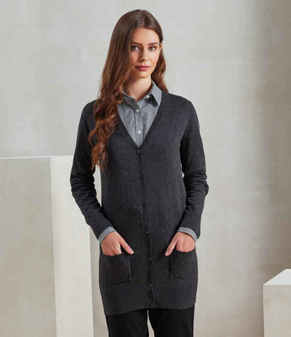 Premier Ladies Longline V Neck Cardigan - model image