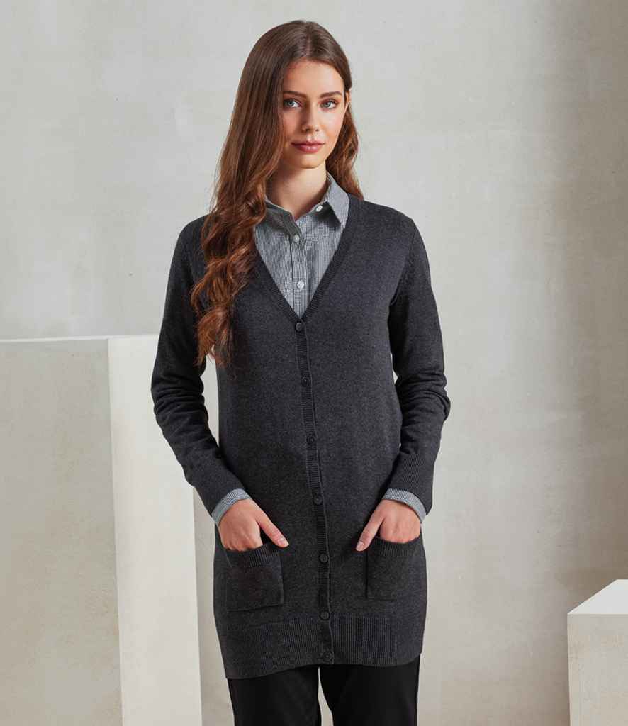 Premier Ladies Longline V Neck Cardigan - model image