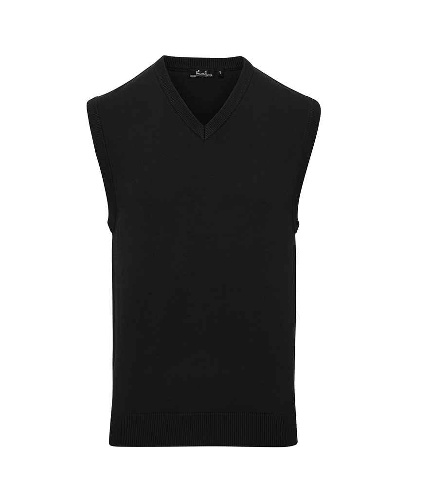 Premier Sleeveless Cotton Acrylic V Neck Sweater in Black
