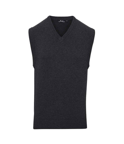 Premier Sleeveless Cotton Acrylic V Neck Sweater in Charcoal