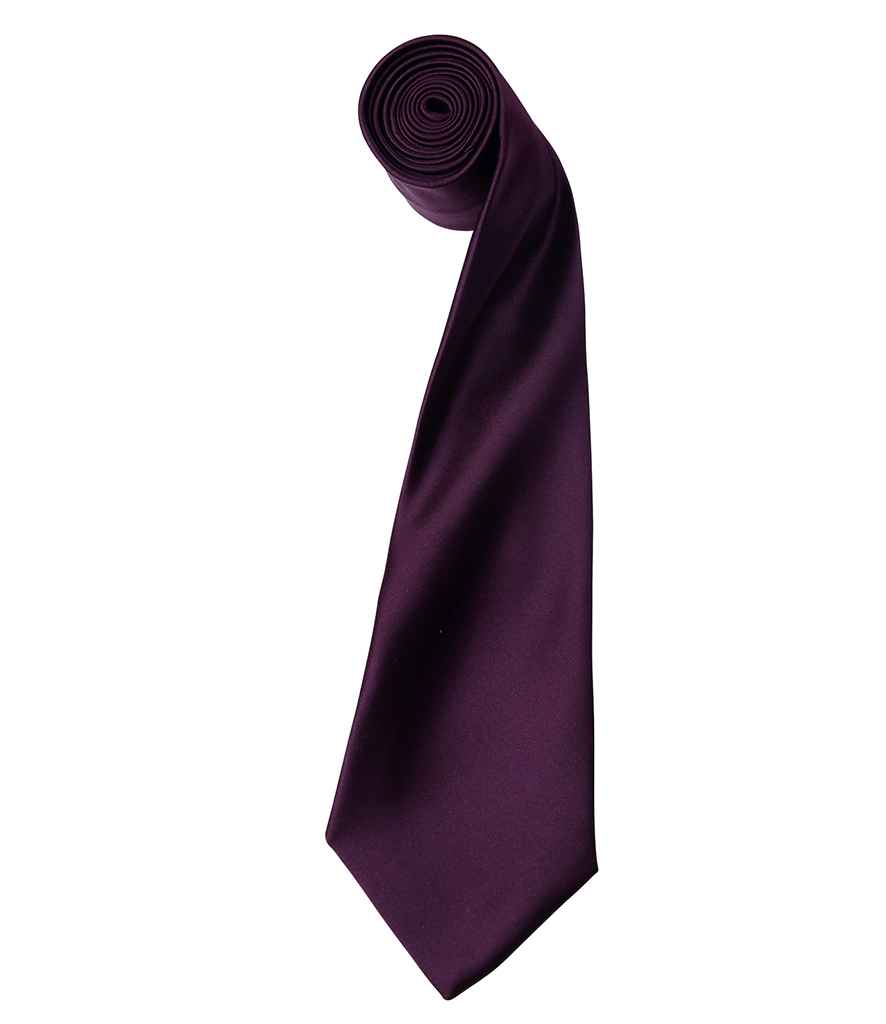 Premier 'Colours' Satin Tie in Aubergine