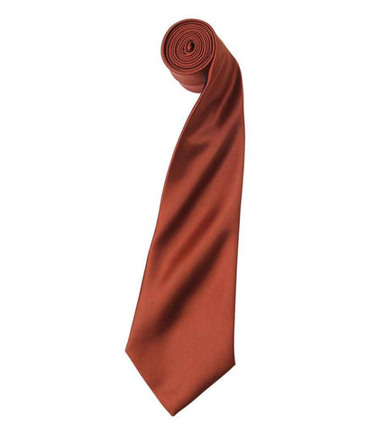 Premier 'Colours' Satin Tie in Chestnut