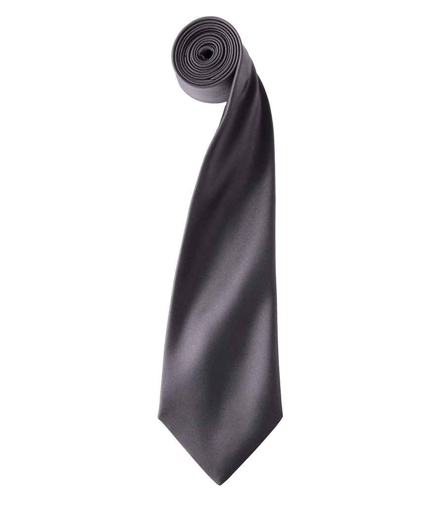 Premier 'Colours' Satin Tie in Dark Grey