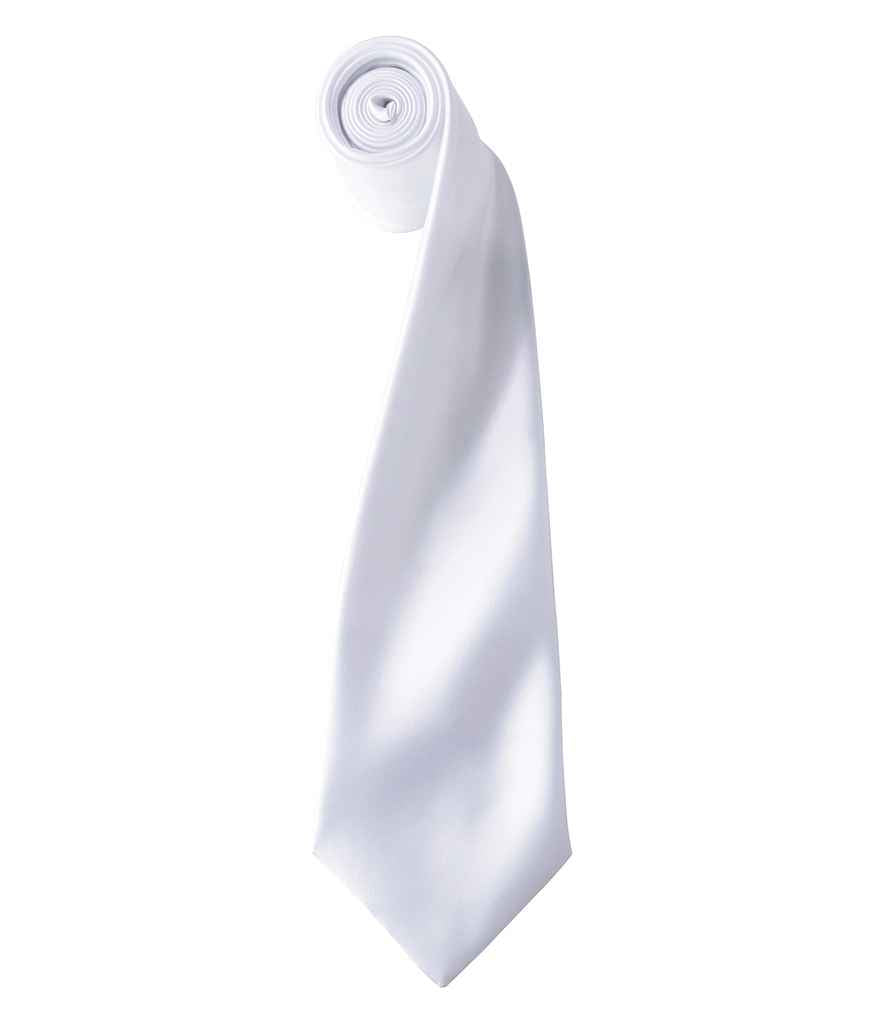 Premier 'Colours' Satin Tie in White