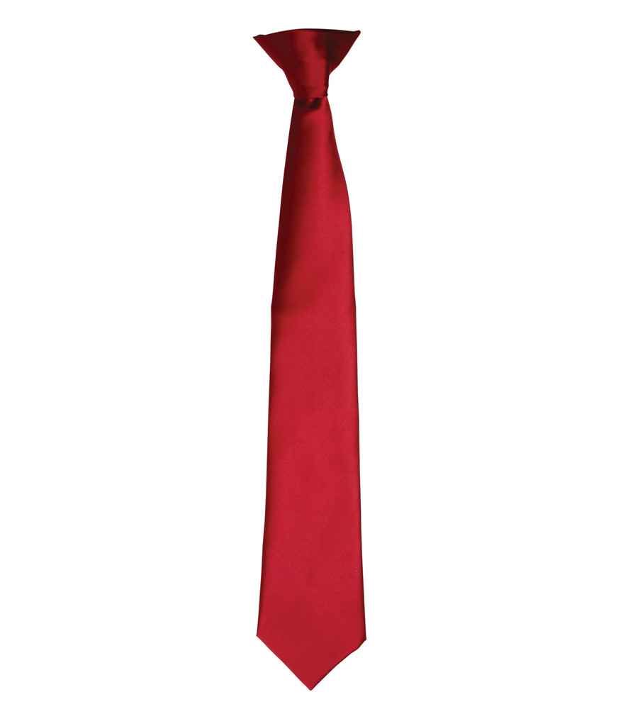 Premier 'Colours' Satin Clip Tie in Burgundy