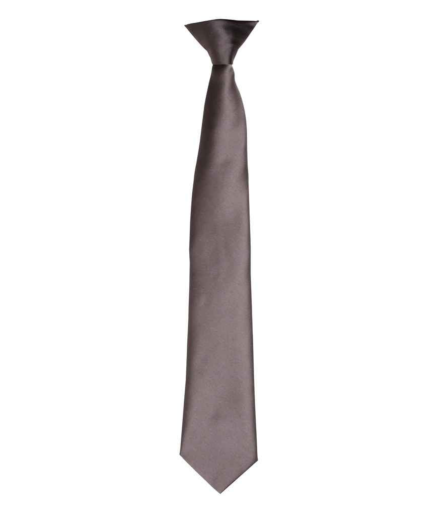 Premier 'Colours' Satin Clip Tie in Dark Grey