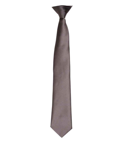 Premier 'Colours' Satin Clip Tie in Dark Grey