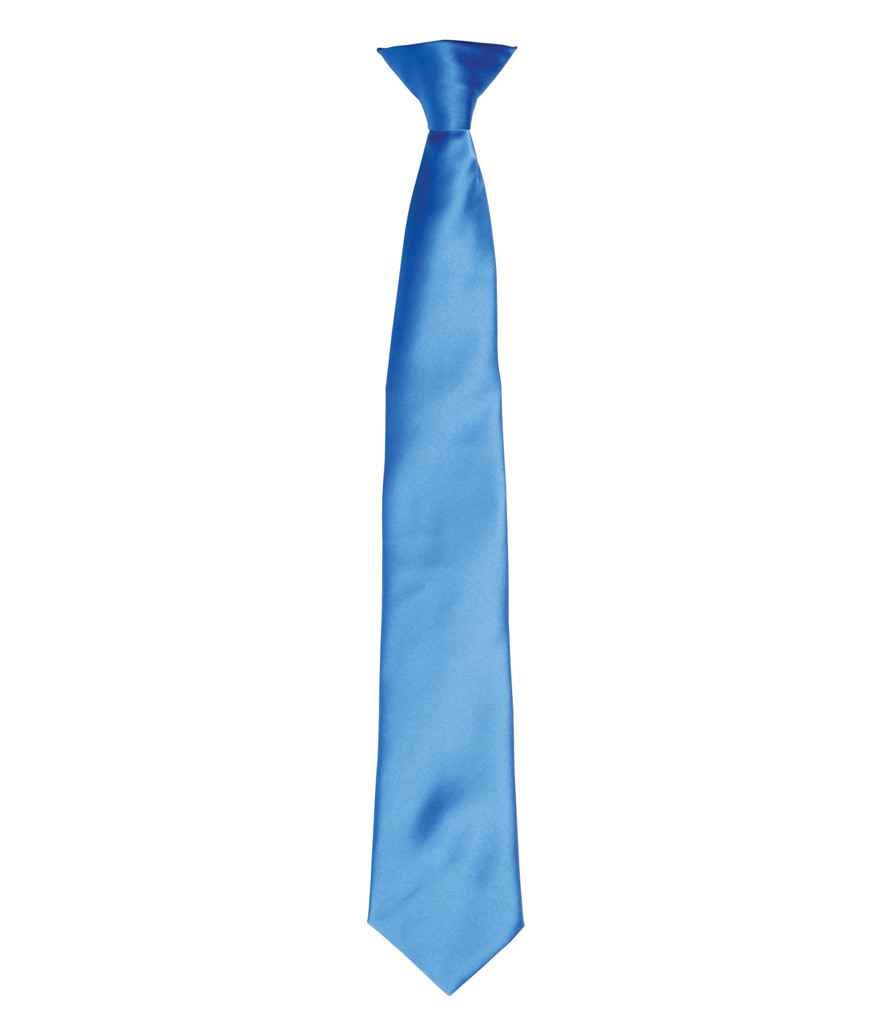 Premier 'Colours' Satin Clip Tie in Sapphire Blue