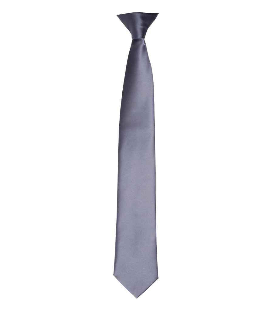Premier 'Colours' Satin Clip Tie in Steel