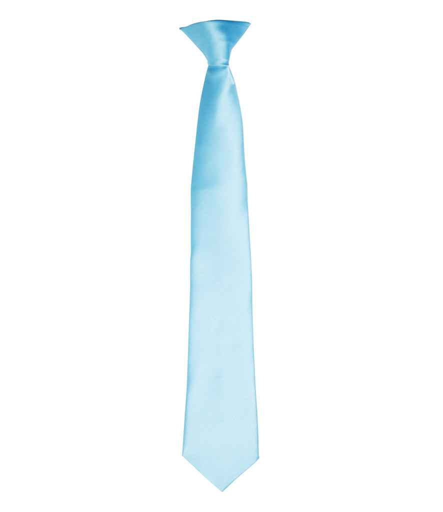 Premier 'Colours' Satin Clip Tie in Turquoise Blue