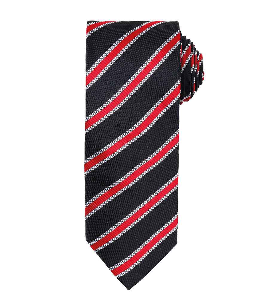 Premier Waffle Stripe Tie in Black/Red