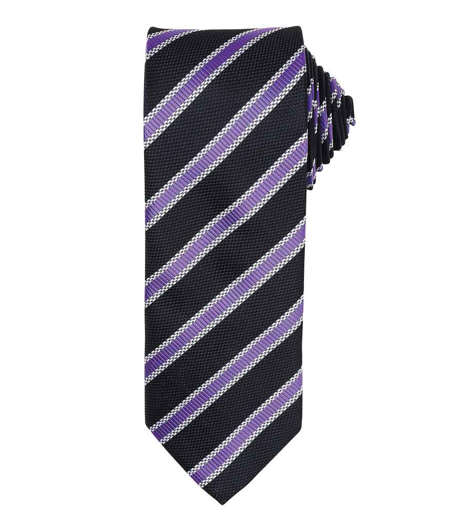 Premier Waffle Stripe Tie in Black/Rich Violet