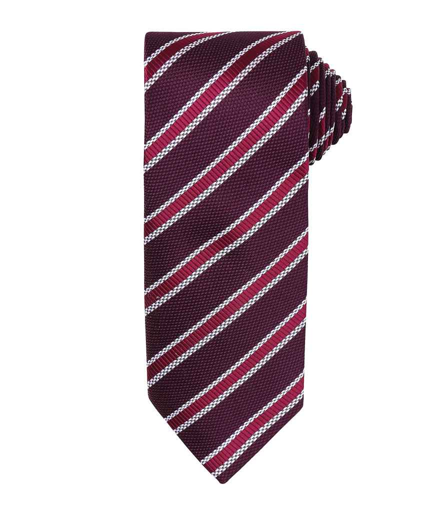 Premier Waffle Stripe Tie in Burgundy/Aubergine