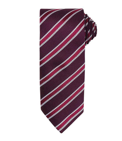 Premier Waffle Stripe Tie in Burgundy/Aubergine