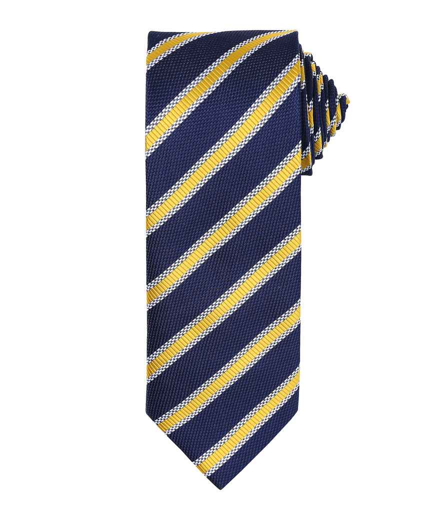 Premier Waffle Stripe Tie in Navy/Gold