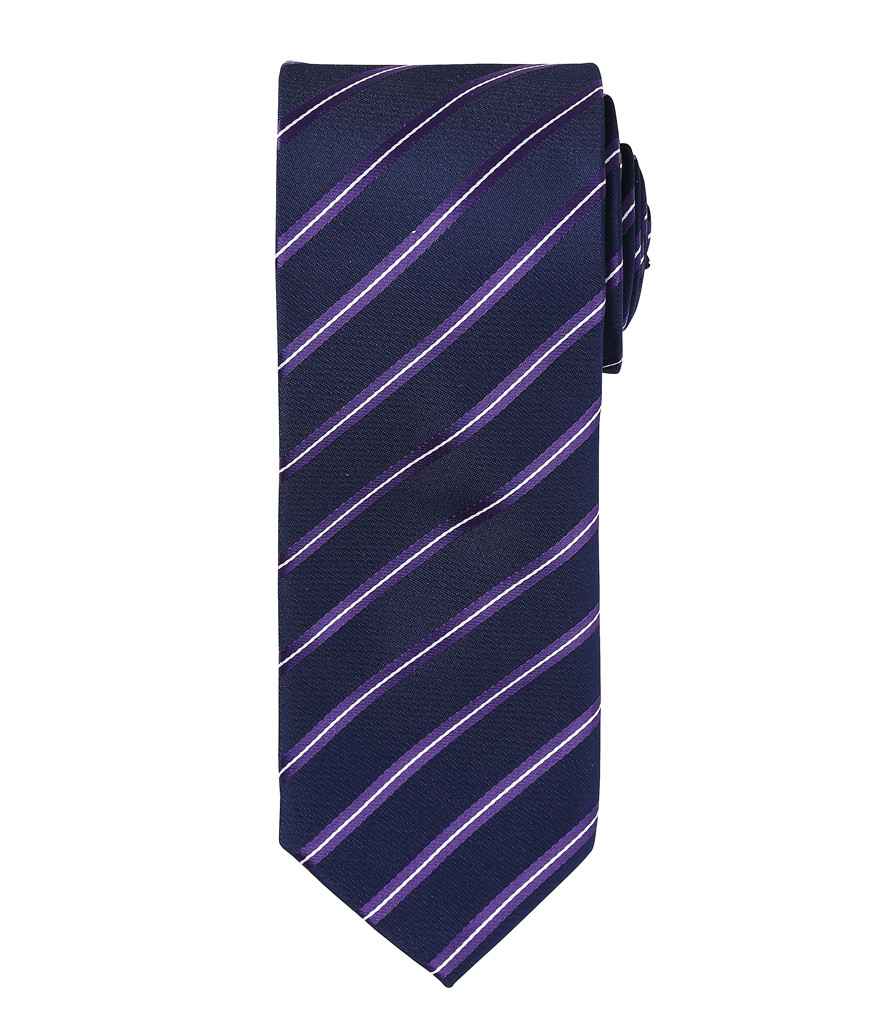 Premier Sports Stripe Tie in Navy/Purple