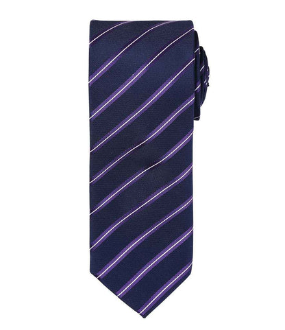 Premier Sports Stripe Tie in Navy/Purple