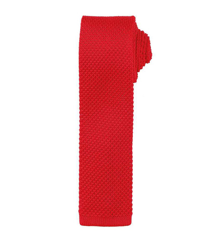 Premier Slim Knitted Tie in Red