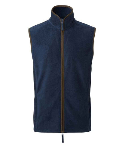 Premier Artisan Fleece Gilet in Navy/Brown