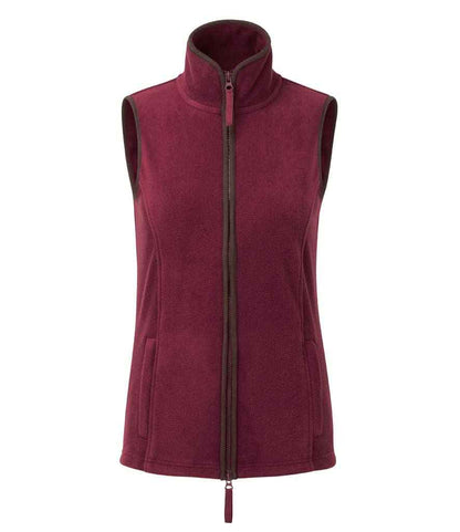 Premier Premier Ladies Artisan Fleece Gilet Burgundy/Brown